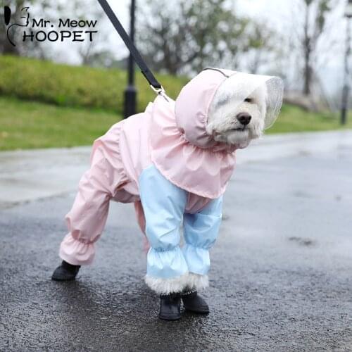 Hoopet Dog Raincoat Visible Big Hat Waterproof Pet Outdoor Clothes Small Dog Jacket Water Resistant Clothes for Dogs Pet Coat