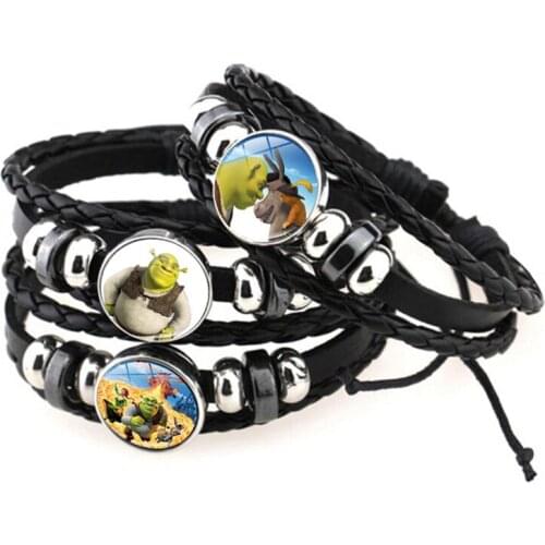 New Arrival Shrek Braided Bracelet Men Handmade Jewelry Vintage Punk Leather Bracelet