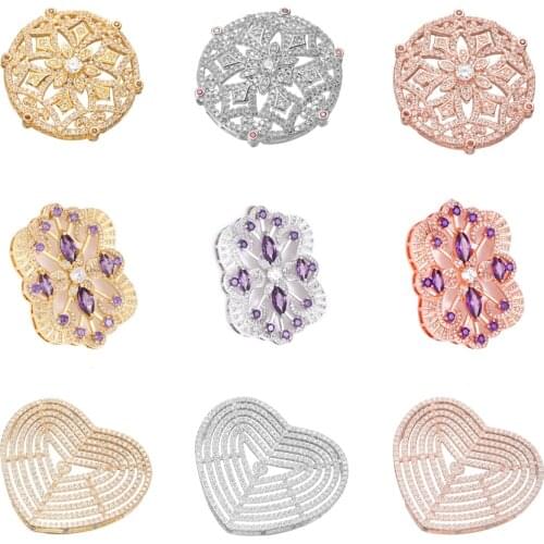 Juya DIY Natural Stones Pearls Tassel Jewelry Making Components Cubic Zirconia Floating Round Love Heart Connector Pendants