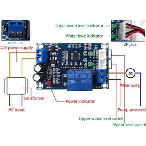 XH-M203 12V Water Level Automatic Controller Relays Liquid Sensor Switch Solenoid Valve Motor Pump Automatic Control Relay Board