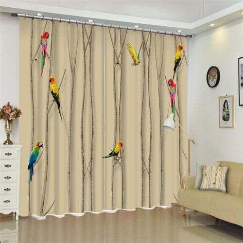 Customized Bird Luxury 3D Blackout Window Curtain Drapes For Living room Bed room Hotel Wall Tapestry Cortinas