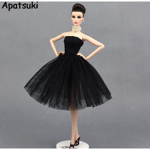 Sexy Black Little Dress For Barbie Doll Evening Dresses Vestido Clothes For Barbie Dollhouse 1/6 BJD Doll Accessories