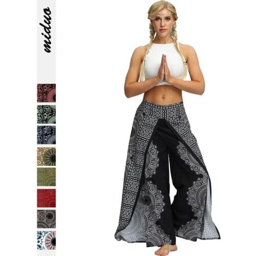 Boho Harem Hippie Pants for Womens Yoga Floral Genie Aladdin Clothing Stacked Pants