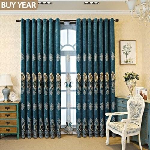 European-Style Curtains for Living Room Dining Bedroom Luxury Chenille Embroidered High Shading Light Home Decor Curtains Window