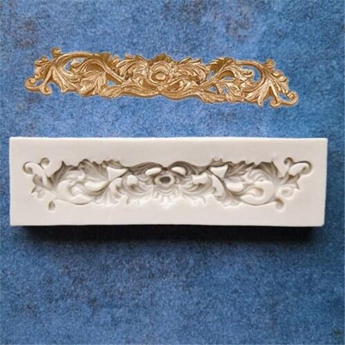 DIY Chocolate Silicone Mold Fondant Cake Mold Lace Flower Vine Continental Cake Decorated Rim A358