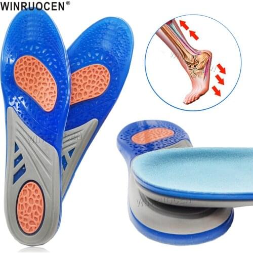 WINRUOCEN Silicon Gel Insoles Foot Care For Plantar Fasciitis Orthopedic Massaging Shoe Inserts Shock Absorption Shoe Pad Unisex