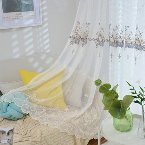 Modern French Romantic Style Embroidery Tulle Curtains For Living Room Decorative Window Treatment Drapes For Bedroom Customized