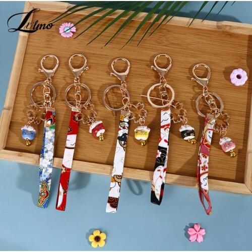 Japan Anime Lucky Cat Fortune Keychain Key Chain Car For Women Bag Pendent