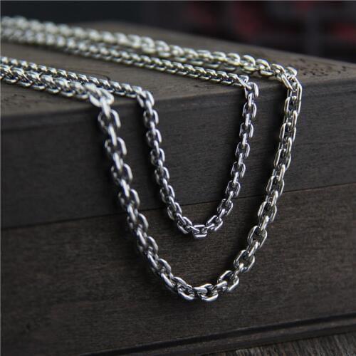 C&R Real 925 Sterling Silver Necklace 4.5mm width link chain long sweater chain necklace for women men Thai Silver Fine Jewelry