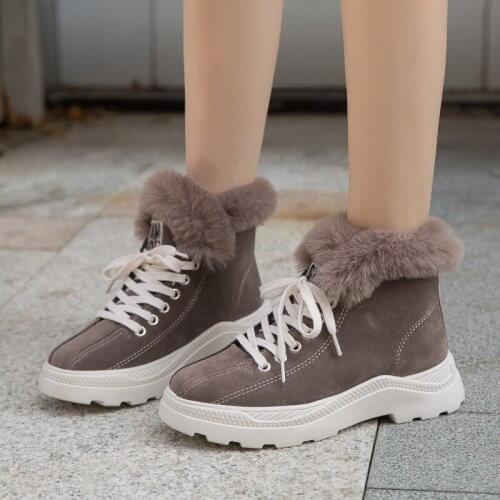2019 Winter New Warm Shoes Women Platform Snow Boots Plush Female botas mujer with Fur Ladies Mid Claf Boots Fashion Brand Boots