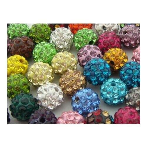 10mm 8mm 6mm 12mm 14mm 100 pcs/lot can choose mixed white f7543 round disco Beads Bracelet necklace ball crystal