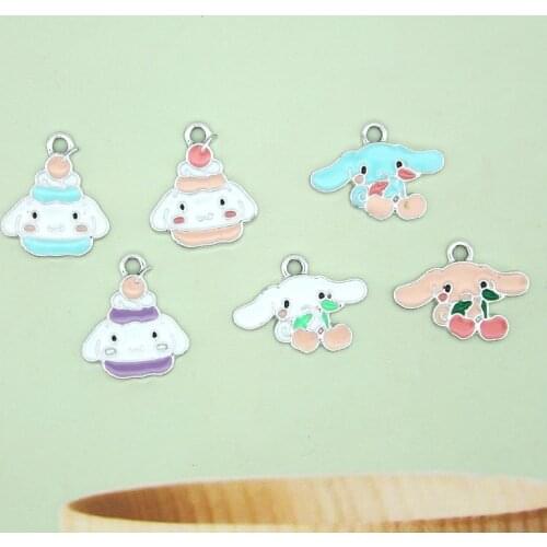 10 Psc/Set Cartoon Enamel Pendant Cute Cream Dog Pendant Charm Metal Charm DIY Making Bracelet Earrings Jewelry Accessories