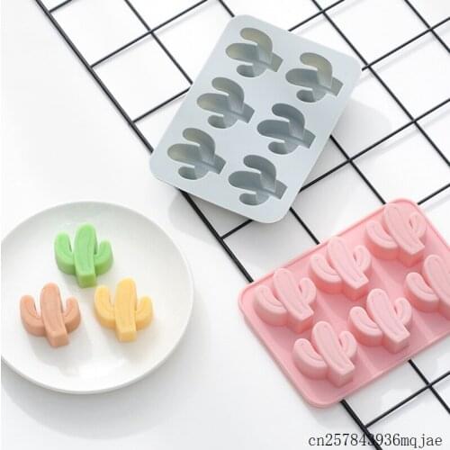 100pcs Cactus Chocolate Mold 6 Holes Cake Ice Moulds Cactus Shaped Silicone Mould