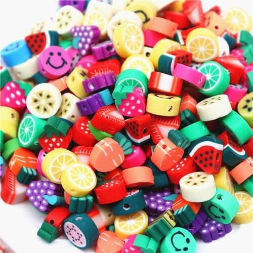 10g Fruit Shape Polymer Clay Beads Mixed Color Polymer Clay Spacer Beads for Jewelry Making DIY Handmade Crafts Accessories