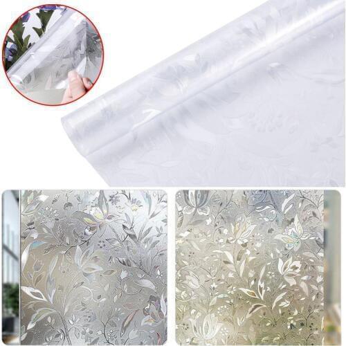 3D Decorative Window Privacy Film Stained Glass Window Sticker Privacy Frosted Stained Glass Self-adhesive Decal Wallpaper