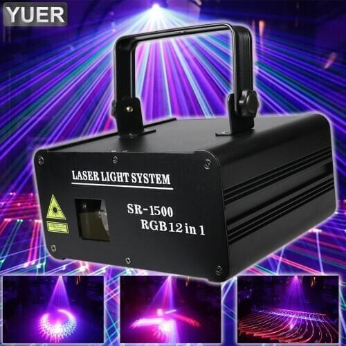 60W 12IN1 Full Color Animation Laser Projector DMX512 Scanner DJ Disco Party Wedding Holiday 1W 1.5W Stage Night Lighting Effect
