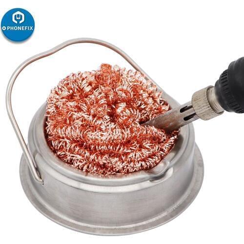 Desoldering Solder Iron Tip Cleaner Cleaning Steel Wire Welding Nozzle Cleaning Wire Ball Wick Solder Tin Remove Steel Box