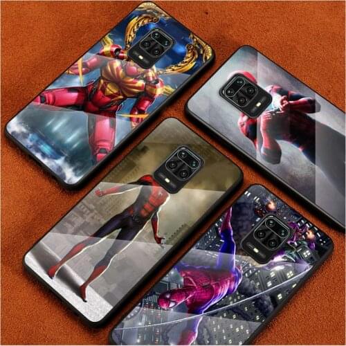 Tempered Glass Cover Cool Marvel SpiderMan For Xiaomi Redmi Note 10 10S 9T 9S 9 8T 8 7 Pro Max Shockproof Shell Phone Case