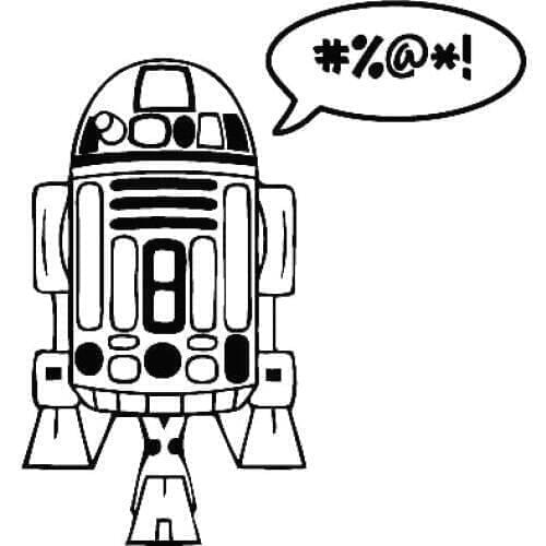 Black/White 22cm tall R2D2 Car Window Fashion Modern Car Body Sticker Decal L051