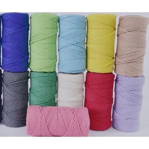 4mm 100% Cotton Cord Colorful Rope Beige Twisted Craft Macrame String DIY Wedding Home Textile Decorative supply 110yards