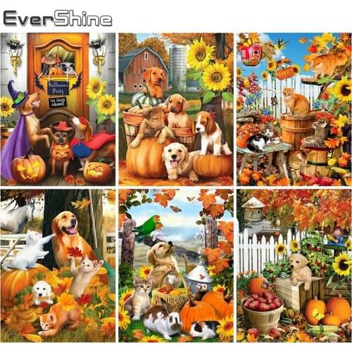 Evershine 5D DIY Diamond Embroidery Dog Full Square Diamond Painting Animal Handmade Gift Halloween Home Decorations