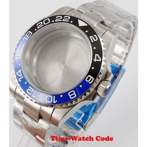 40mm Mens Wristwatch Case parts fit for NH35 NH36 movement with oyster bracelet sapphire glass ceramic bezel insert black blue