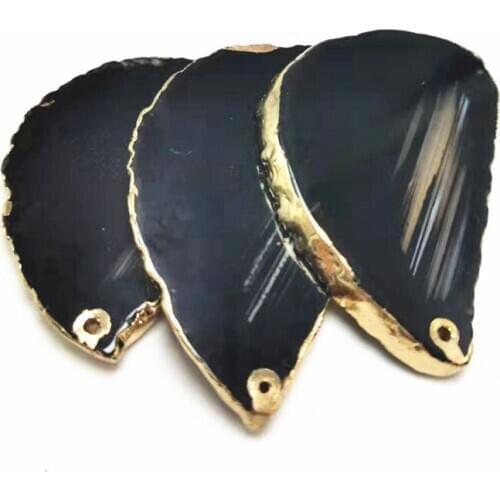 Natural Gold Color Edged agate stone slices Black agate slice