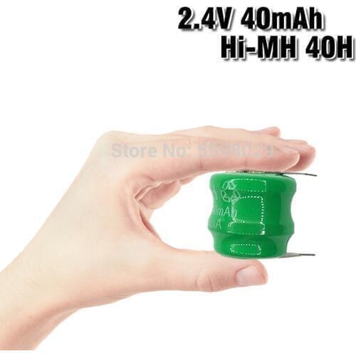 2.4V 40mAh Ni-MH Li-Po Lithium Li-polymer Bateria Batteries Rechargeable Button Coin Cell Battery With Solder Pins