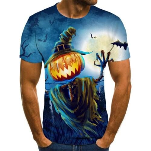 2021 New Halloween T-shirt Pumpkin Lantern Summer Fashion Streetwear 3D Casual T-shirt Men / Women Short Sleeve Tops
