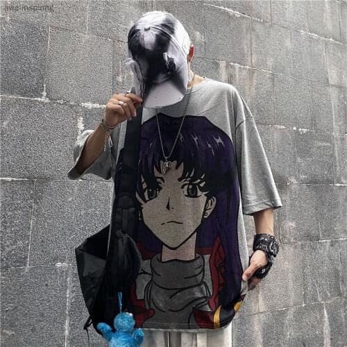 2021 Summer New Retro Ins Cartoon Animation Printing Loose Wild Short-sleeved T-shirt Men and Women Trend Fashion Temperament