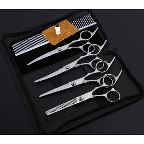Stainless Steel Pet Grooming Scissors Cats and Dogs Hair Seam Scissors Up and Down Curved Scissors Sharp Haircut Pet Tool Set