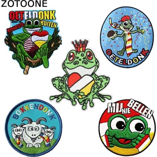 Oeteldonk Club Full Embroidered Frog Carnival for Netherland Iron on Patches on Clothes Embroidered Patches Stickers DIY Badges