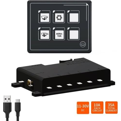 DC 10V-30V Universally 6 Gang LED Touch Screen Switch Panel Slim Touch Control Panel Box for Car Marine Boat Caravan