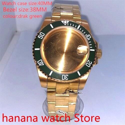Suitable for NH35 36 Mingzhu2813 Miyata automatic winding 40mm sealed back gold box series, with rotating bezel drak green