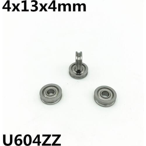 50pcs U604ZZ 604UU 4x13x4 mm U groove deep groove ball bearing 4x13x4 mm Walking guide rail bearings for 3D printer