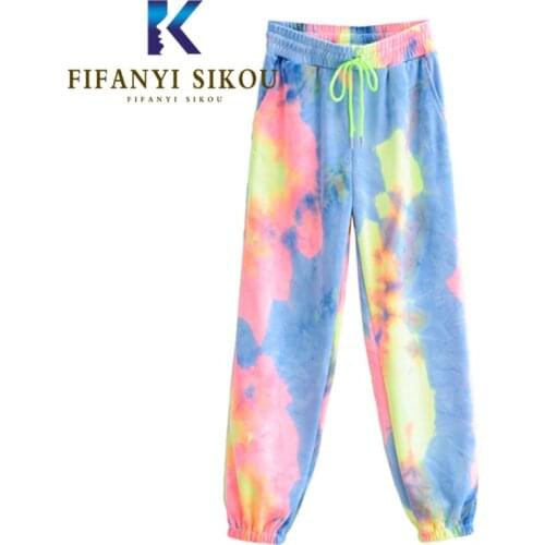 Autumn High Waist Harem Pants Women Streetwear Fashion Tie Dye Sweatpants Casual Joggers Loose Elastic Waist Trousers Female