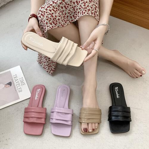 Slippers Women Summer Fashion Outside Wear 2021 New Korean Version Beach Slippers Flip-flop for Women Casual Candy Color Shoes