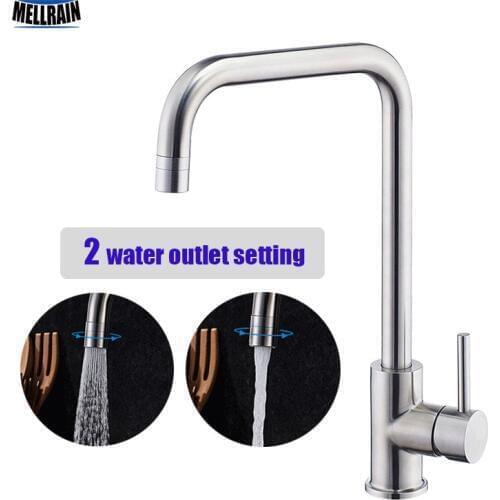 Double Water Setting Kitchen Faucet Quality Stainless Steel Sink Mixer Rotatable Water Tap Easy Switch