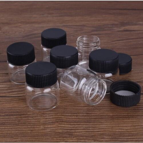 3pcs 20ml Glass Bottles Glass Jars with Black Plastic Lids Storage Jars Candy Bottles Glass Vials Pill Container Size: 37*40mm