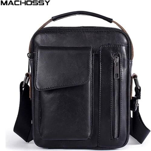 Fashion Mens Shoulder Bag Small Flap Zipper Mens Crossbody Bags Genuine Leather Bags for men Handbag Casual Messenger Bags