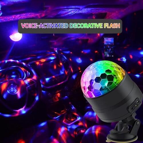 LED USB Car Light Flash Auto Rotation Voice Control Light Romance For Party Automotive Ambient Lamp Car accessories