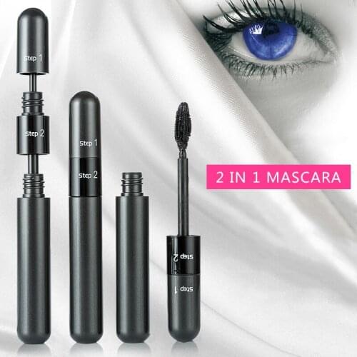 2 In 1 3D Fiber Mascara Black Eye Curling Eyelash Double Mascara Waterproof Full Express Mascaras Makeup Tool
