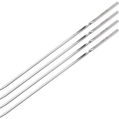 6-12pcs Stainless Steel Skewers for Barbecue Reusable Grill Skewer Shish Kebab BBQ Camping Flat Forks Gadget Kitchen Accessories