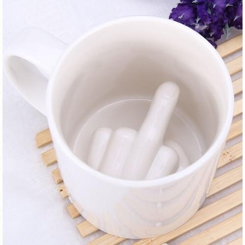 Funny Uncivilized Middle Finger Ceramic Coffee Mug Spoof April Fools' Day Gift For Friends，201-300ml Tea Milk Mugs Hot Water Cup
