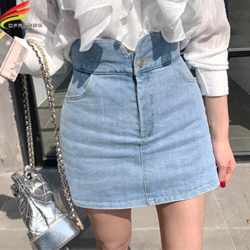 New 2021 Spring Summer Denim Skirt Women With Lining High Waist Mini Jupe Blue Jeans Skirts Streetwear Femme Jupes Hot Sale