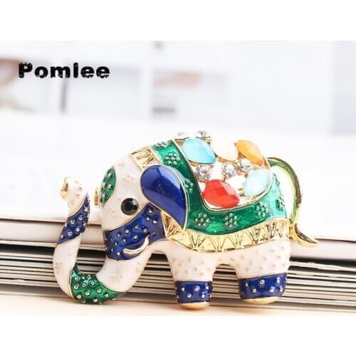 Pomlee Colorful Elephant Pin Animal Enamel Pins Brooches Accessories Fashion Sweater Clothes Pins Scarf Clip Gifts For Women
