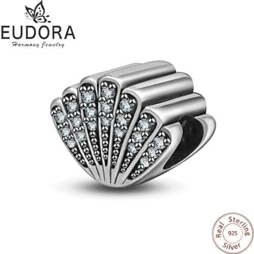 Eudora 925 Sterling Silver Shell Charm Fashion Crystal Bead Charms Pendant Fit Bracelets & Bangles DIY Jewelry For Women CYZ05