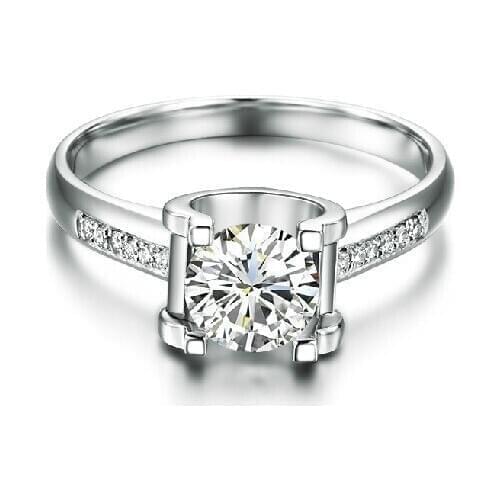 1Ct Genuine White Gold Oxhead Style Attractive Simulate Diamond Engagement Ring For Woman Surprise Quality With Non Other Metal