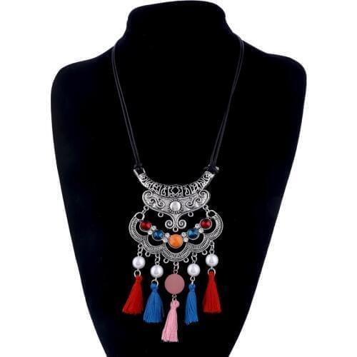 LOVBEAFAS Boho Statement Collar Maxi Pearl Necklace Women Ethnic Fringe Tassel Jewelry Vintage Choker Collier Leather Necklace