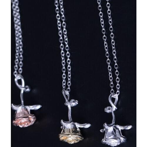 Flyleaf Original Hand Rose Flowers Necklaces & Pendants For Women High Quality Fashion Lady Gift 925 Sterling-silver-jewelry